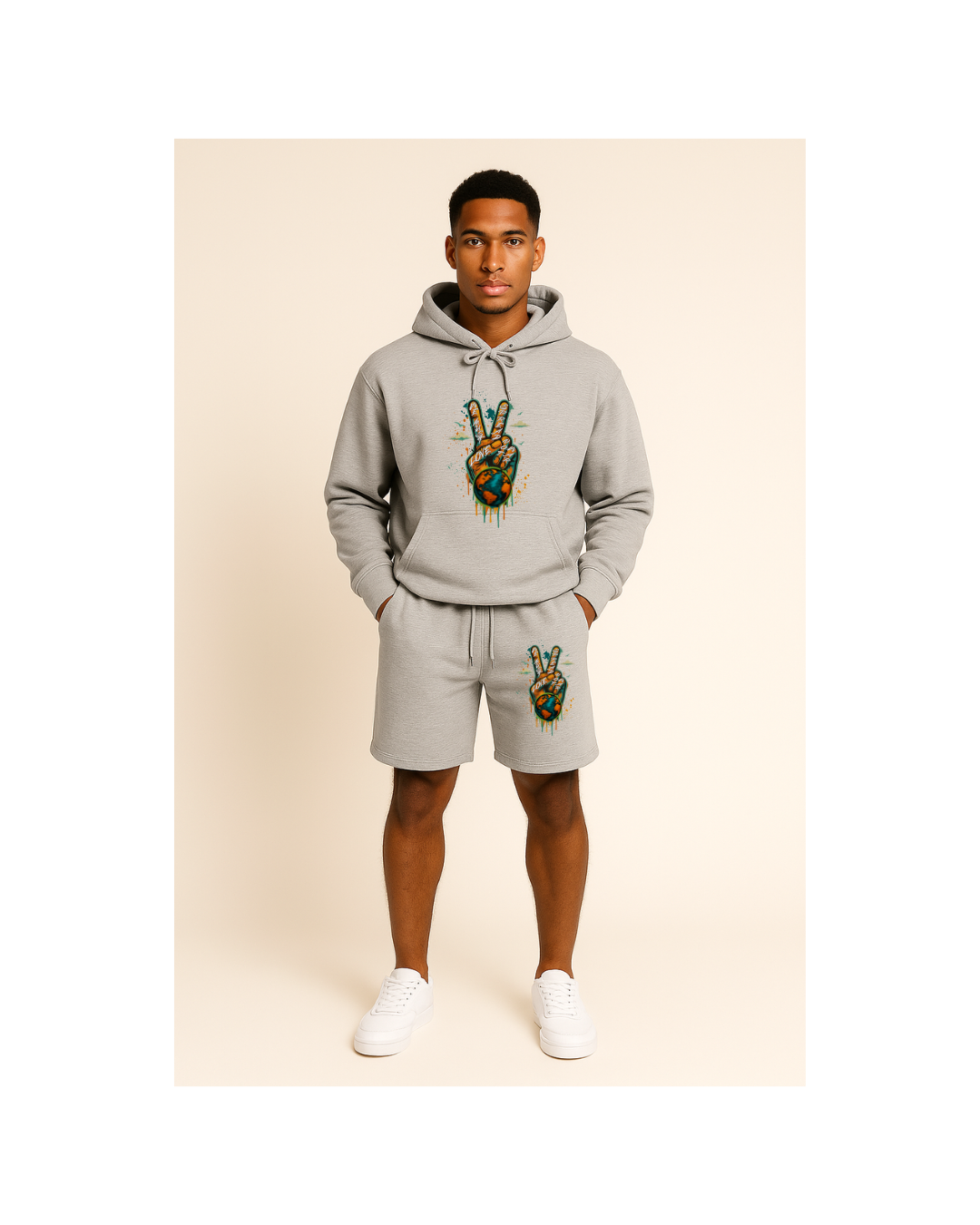 Spread Love Not War – Hoodie & Shorts Set