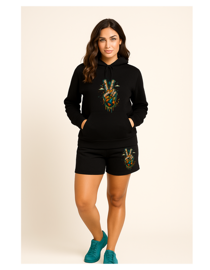 Spread Love Not War – Hoodie & Shorts Set
